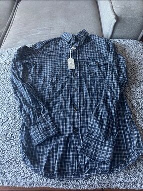 J. Crew Navy and White Checked Button-Down Shirt